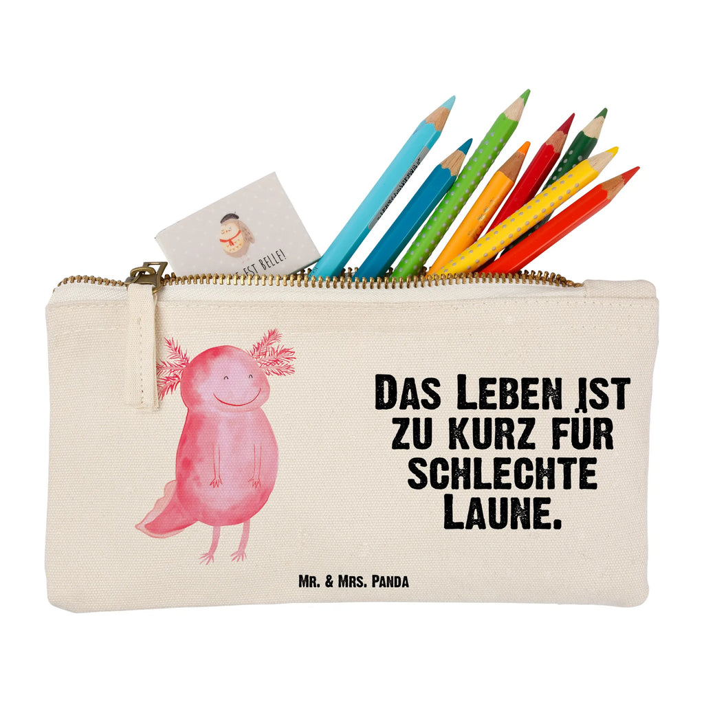 Schminktasche Axolotl Glücklich Stiftemäppchen, beauty tasche, Schlampermäppchen, Kulturbeutel, Mäppchen, aufbewahrungstasche, kosmetiktäschchen, Schminkbeutel, Waschbeutel, utensilientasche, beauty case, Kulturtasche, Kosmetikbeutel, aufbewahrungsbeutel, Etui, Schminktasche, pinsel tasche, Waschtasche, Schminktäschchen, Federmappe, pencil case, toiletry bag, Kosmetiktasche, Molch, Axolotl, Schwanzlurch, Gute Laune, Lurch, Axolot, Motivation, Lurche