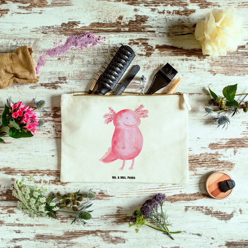 Schminktasche Axolotl Glücklich Stiftemäppchen, beauty tasche, Schlampermäppchen, Kulturbeutel, Mäppchen, aufbewahrungstasche, kosmetiktäschchen, Schminkbeutel, Waschbeutel, utensilientasche, beauty case, Kulturtasche, Kosmetikbeutel, aufbewahrungsbeutel, Etui, Schminktasche, pinsel tasche, Waschtasche, Schminktäschchen, Federmappe, pencil case, toiletry bag, Kosmetiktasche, Molch, Axolotl, Schwanzlurch, Gute Laune, Lurch, Axolot, Motivation, Lurche