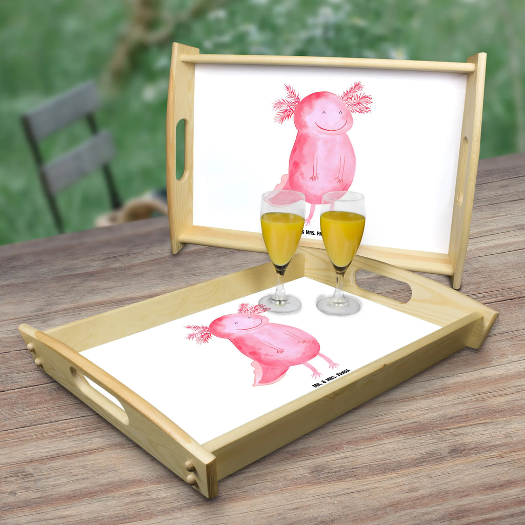 Serving tray axolotl Happy Holztablett, Serviertablett, Dekotablett, Küchentablett, Frühstückstablett, Tablett, Axolotl, Molch, Lurch, Motivation, gute Laune, Lurche, Schwanzlurch, Axolot