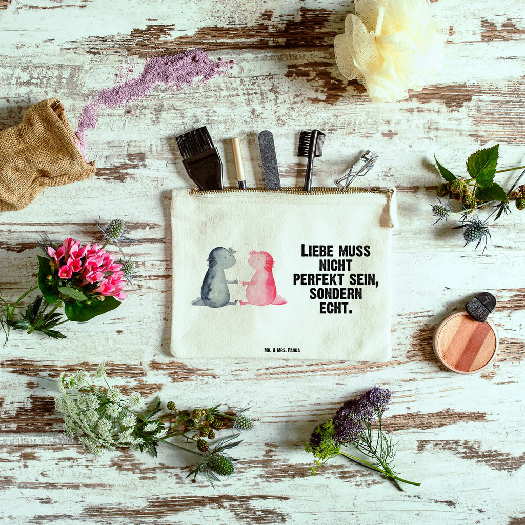 torebka na makijaż Axolotl miłość pinsel tasche, Waschbeutel, Waschtasche, Etui, Kulturtasche, pencil case, Kulturbeutel, Kosmetikbeutel, Schminktäschchen, Schminktasche, beauty case, aufbewahrungsbeutel, kosmetiktäschchen, Schminkbeutel, Kosmetiktasche, beauty tasche, Mäppchen, aufbewahrungstasche, Stiftemäppchen, Federmappe, utensilientasche, toiletry bag, Schlampermäppchen, Molch, Axolotl, Liebesbeweis, Liebe, Jahrestag, Lurch, Axolot, Große Liebe, Valentinstag, Lurche, Ehemann, Schwanzlurch, Verlobter, Freund