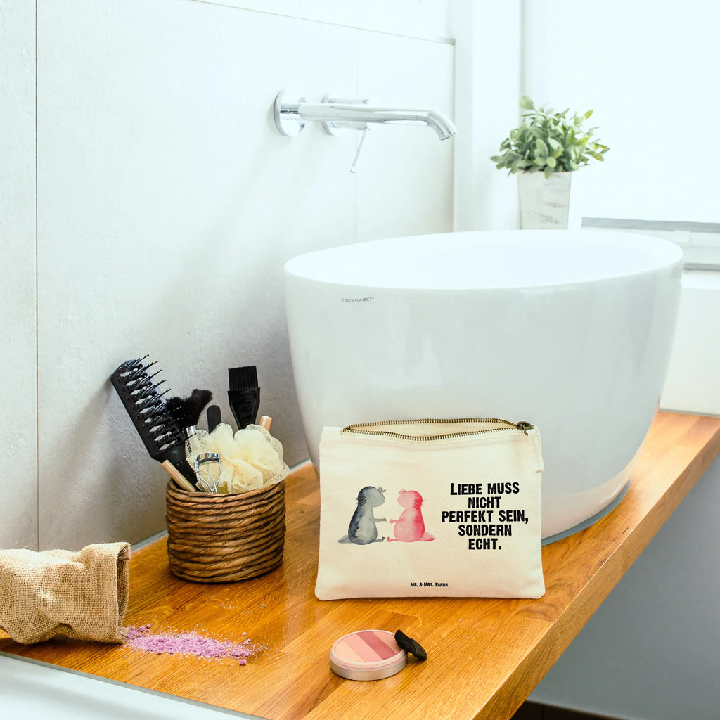 torebka na makijaż Axolotl miłość pinsel tasche, Waschbeutel, Waschtasche, Etui, Kulturtasche, pencil case, Kulturbeutel, Kosmetikbeutel, Schminktäschchen, Schminktasche, beauty case, aufbewahrungsbeutel, kosmetiktäschchen, Schminkbeutel, Kosmetiktasche, beauty tasche, Mäppchen, aufbewahrungstasche, Stiftemäppchen, Federmappe, utensilientasche, toiletry bag, Schlampermäppchen, Molch, Axolotl, Liebesbeweis, Liebe, Jahrestag, Lurch, Axolot, Große Liebe, Valentinstag, Lurche, Ehemann, Schwanzlurch, Verlobter, Freund