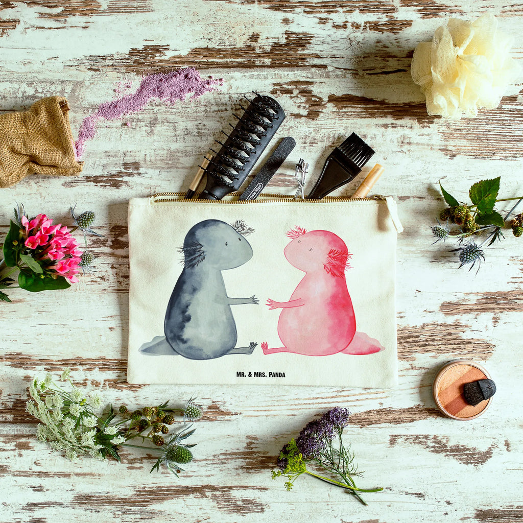 torebka na makijaż Axolotl miłość pinsel tasche, Waschbeutel, Waschtasche, Etui, Kulturtasche, pencil case, Kulturbeutel, Kosmetikbeutel, Schminktäschchen, Schminktasche, beauty case, aufbewahrungsbeutel, kosmetiktäschchen, Schminkbeutel, Kosmetiktasche, beauty tasche, Mäppchen, aufbewahrungstasche, Stiftemäppchen, Federmappe, utensilientasche, toiletry bag, Schlampermäppchen, Molch, Axolotl, Liebesbeweis, Liebe, Jahrestag, Lurch, Axolot, Große Liebe, Valentinstag, Lurche, Ehemann, Schwanzlurch, Verlobter, Freund