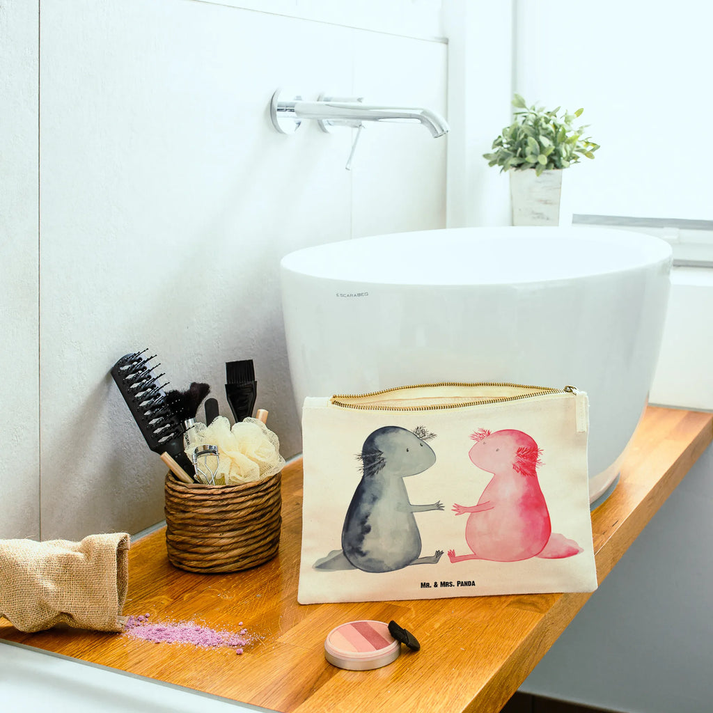 torebka na makijaż Axolotl miłość pinsel tasche, Waschbeutel, Waschtasche, Etui, Kulturtasche, pencil case, Kulturbeutel, Kosmetikbeutel, Schminktäschchen, Schminktasche, beauty case, aufbewahrungsbeutel, kosmetiktäschchen, Schminkbeutel, Kosmetiktasche, beauty tasche, Mäppchen, aufbewahrungstasche, Stiftemäppchen, Federmappe, utensilientasche, toiletry bag, Schlampermäppchen, Molch, Axolotl, Liebesbeweis, Liebe, Jahrestag, Lurch, Axolot, Große Liebe, Valentinstag, Lurche, Ehemann, Schwanzlurch, Verlobter, Freund