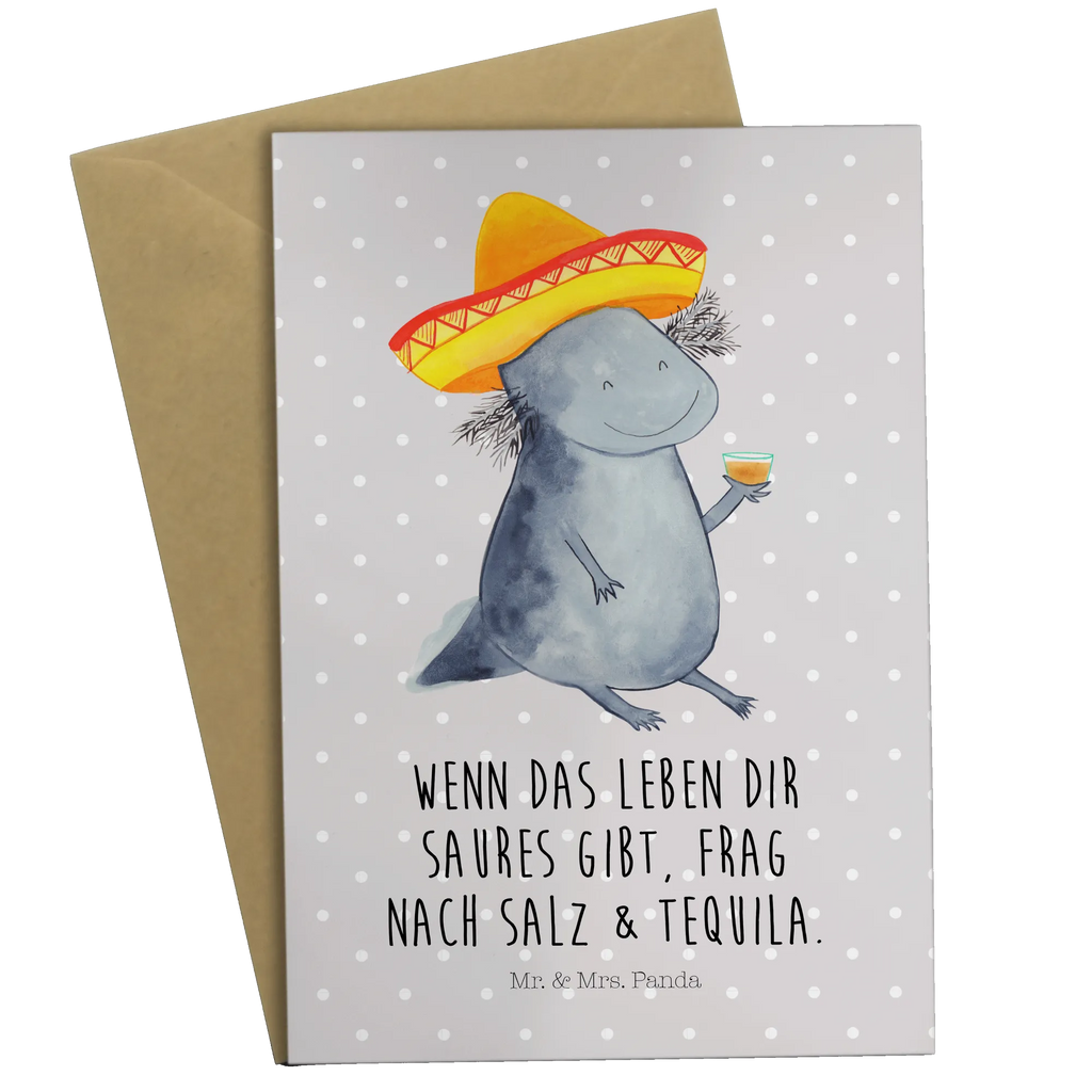 Greetings card axolotl tequila greeting card, wedding card, invitation card, folding card, birthday card, Axolotl, Axelotl, marine animals, Mexican walking fish, salamander, Axolot, Sombrero, Motivation, Tequila, Mexico, Fire Salamander, Amphibian, Lemon, Saying, Tail Lurch, Fire Dragon