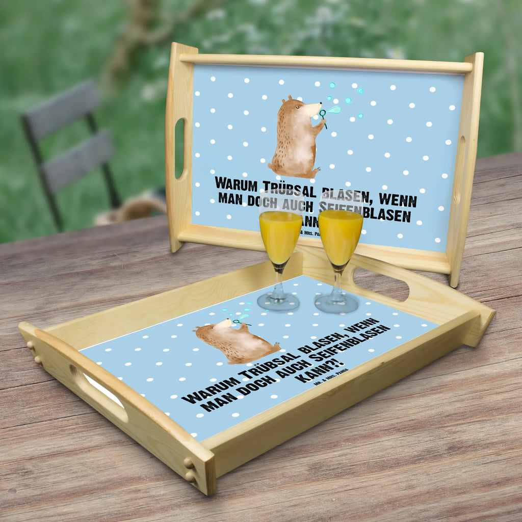 Serving tray bear soap bubbles Tablett, Holztablett, Dekotablett, Küchentablett, Frühstückstablett, Serviertablett, Bär, Teddy, Teddybär, Seifenblasen Bär Lustig Sein Glücklich Traurig Happy