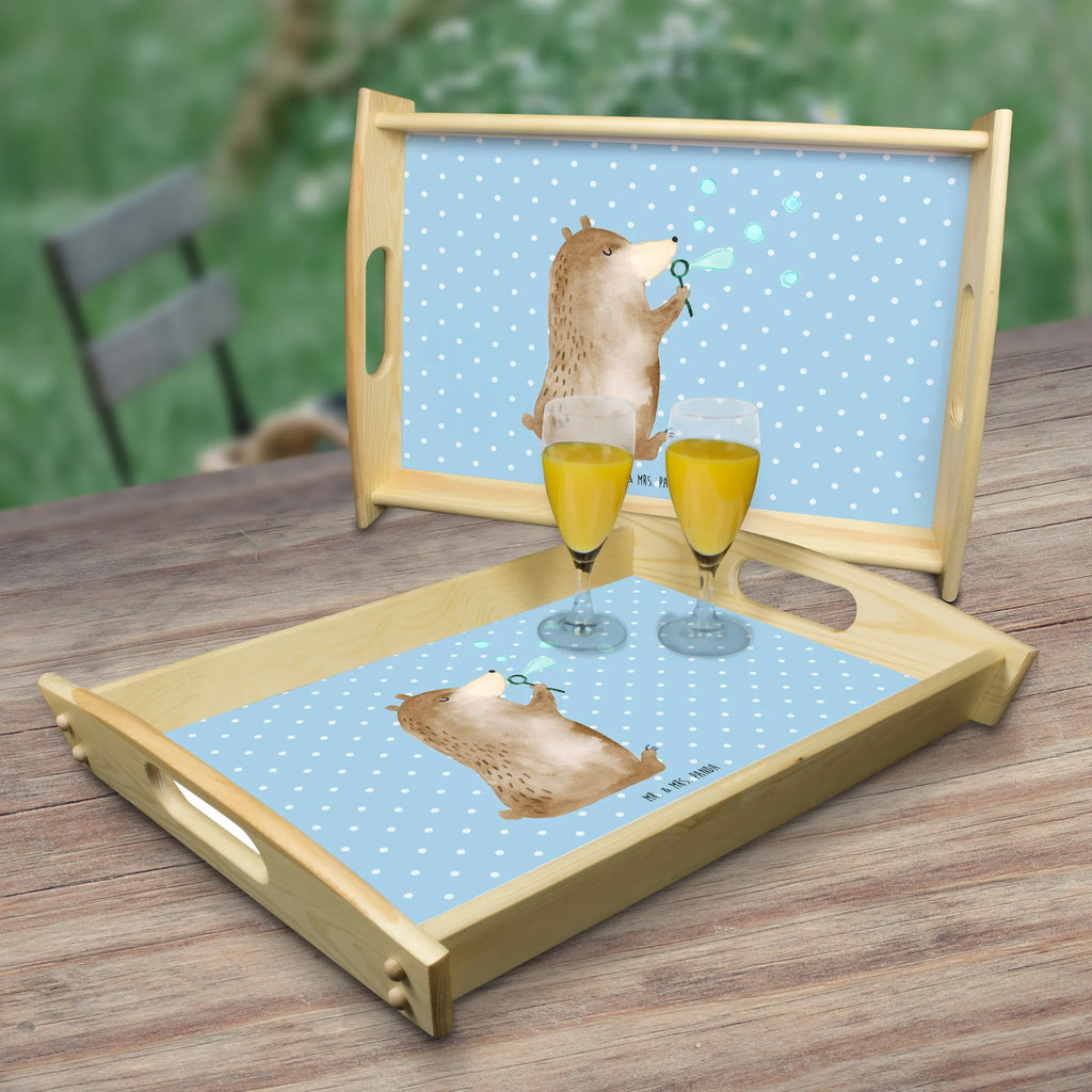 Serving tray bear soap bubbles Tablett, Holztablett, Dekotablett, Küchentablett, Frühstückstablett, Serviertablett, Bär, Teddy, Teddybär, Seifenblasen Bär Lustig Sein Glücklich Traurig Happy