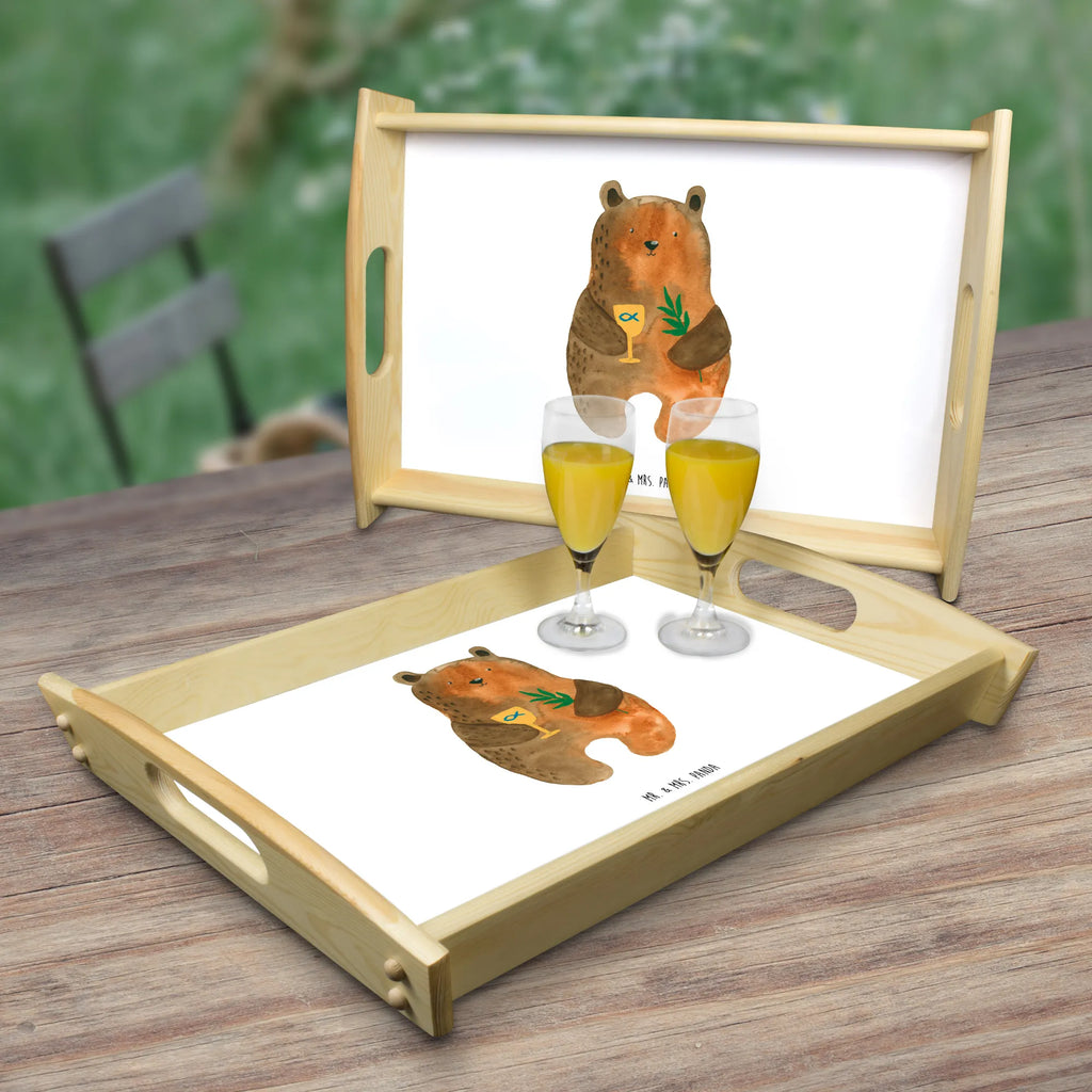 Serviertablett Konfirmation-Bär Serviertablett, Küchentablett, Tablett, Frühstückstablett, Holztablett, Dekotablett, Bär, Teddy, Teddybär, Konfirmation, Gottesdienst, Kirche, evangelisch