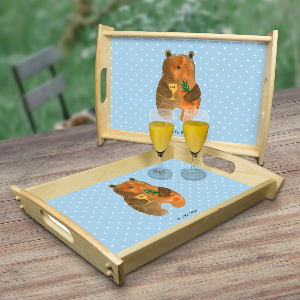 Serviertablett Konfirmation-Bär Serviertablett, Küchentablett, Tablett, Frühstückstablett, Holztablett, Dekotablett, Bär, Teddy, Teddybär, Konfirmation, Gottesdienst, Kirche, evangelisch
