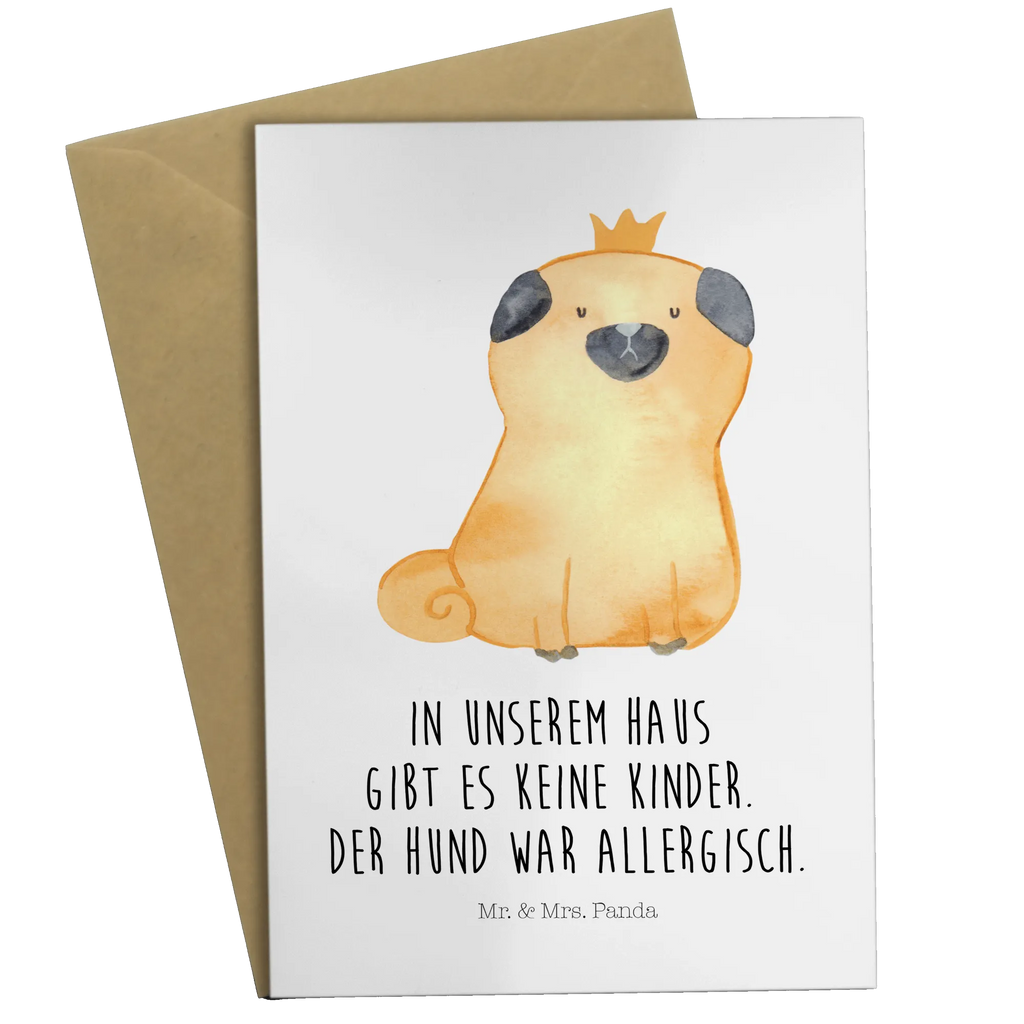 Greetings card pug Crown Einladungskarte, Glückwunschkarte, Hochzeitskarte, Grußkarte, Klappkarte, Karte, Geburtstagskarte, Ansichtskarten, Hund, Hundemotiv, Haustier, Hunderasse, Tierliebhaber, Hundebesitzer, Sprüche, kinderlos, allergisch, Mops, Hausregel, Hundebesitzer. Spruch, lustig
