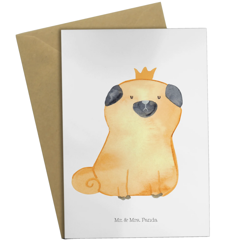 Greetings card pug Crown Einladungskarte, Glückwunschkarte, Hochzeitskarte, Grußkarte, Klappkarte, Karte, Geburtstagskarte, Ansichtskarten, Hund, Hundemotiv, Haustier, Hunderasse, Tierliebhaber, Hundebesitzer, Sprüche, kinderlos, allergisch, Mops, Hausregel, Hundebesitzer. Spruch, lustig