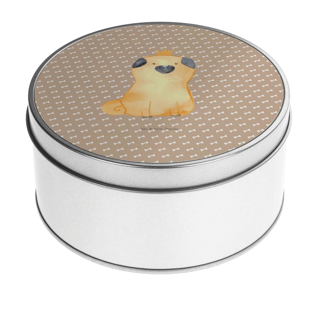 Round tin pug Crown gift box, cookie tin, storage, tin can, tin, storage tin, dog, mutt, hound, woof, dog mama, dog breed, love dogs, love for dogs, dog decorative items, bag with dog print, funny gifts for dog owners, what do you give a dog lover, Christmas gifts for dogs, gifts for dogs, dog sayings, allergic, funny, house rules, Pug, childless, dog owners. Saying