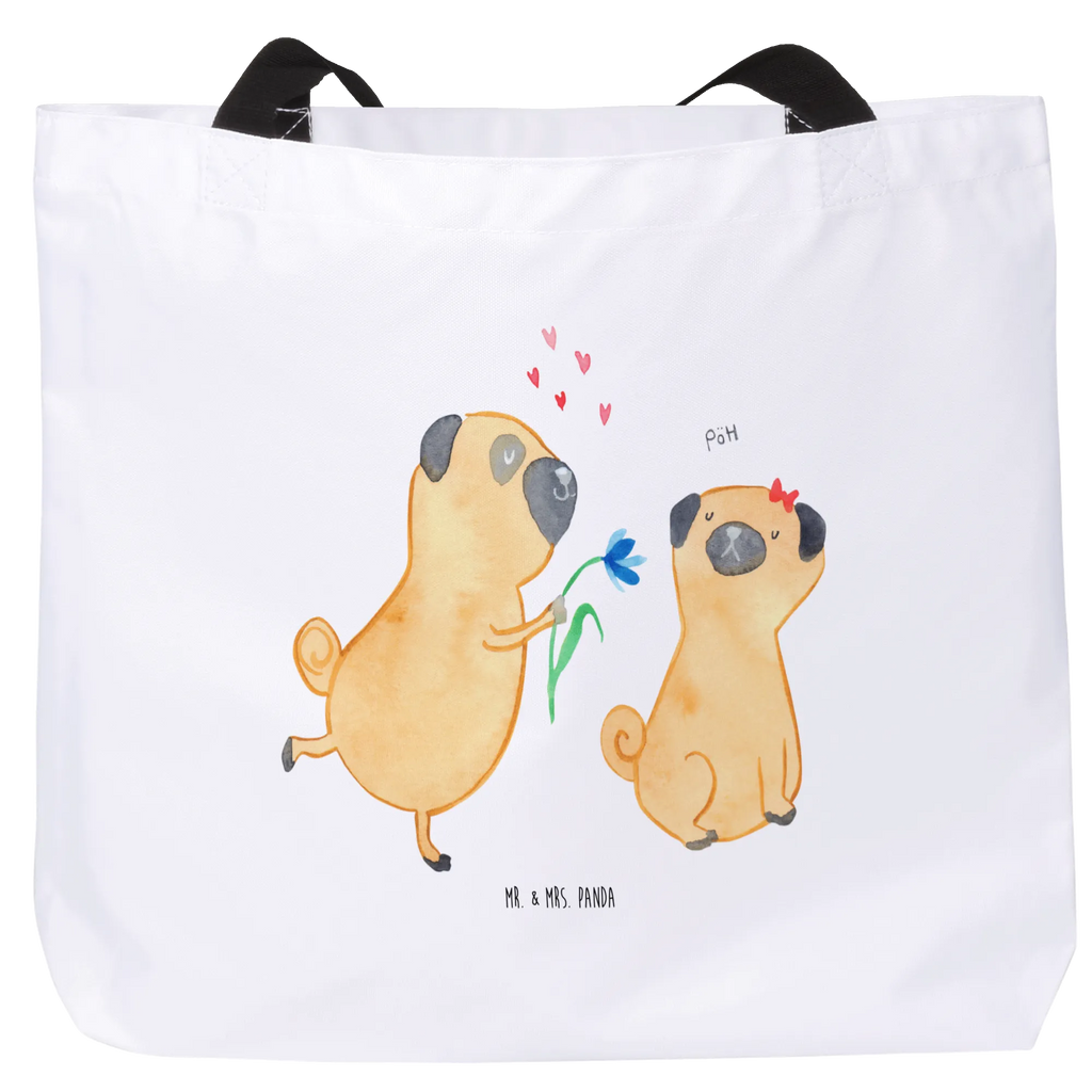 Shopper pug In love Tasche, Alltagstasche, Schulbeutel, Tragebeutel, Freizeittasche, Einkaufsbeutel, Shopper, Einkaufstasche, Schultasche, Beutel, Strandtasche, Hund, Hundemotiv, Haustier, Hunderasse, Tierliebhaber, Hundebesitzer, Sprüche, Partner, Geschenk Freund, Liebe, Liebesspruch. Verlobt, Möpse, verliebt, Mops, Hundeliebe