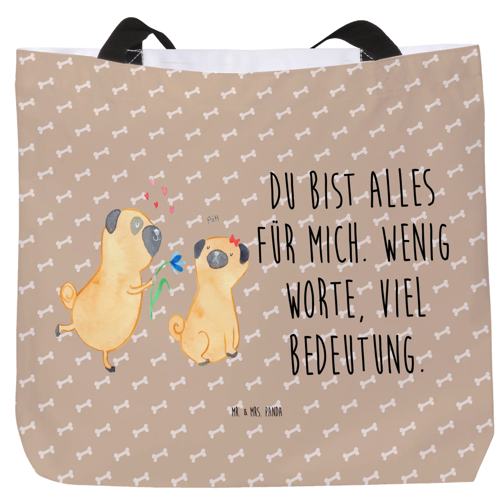 Shopper pug In love Tasche, Alltagstasche, Schulbeutel, Tragebeutel, Freizeittasche, Einkaufsbeutel, Shopper, Einkaufstasche, Schultasche, Beutel, Strandtasche, Hund, Hundemotiv, Haustier, Hunderasse, Tierliebhaber, Hundebesitzer, Sprüche, Partner, Geschenk Freund, Liebe, Liebesspruch. Verlobt, Möpse, verliebt, Mops, Hundeliebe