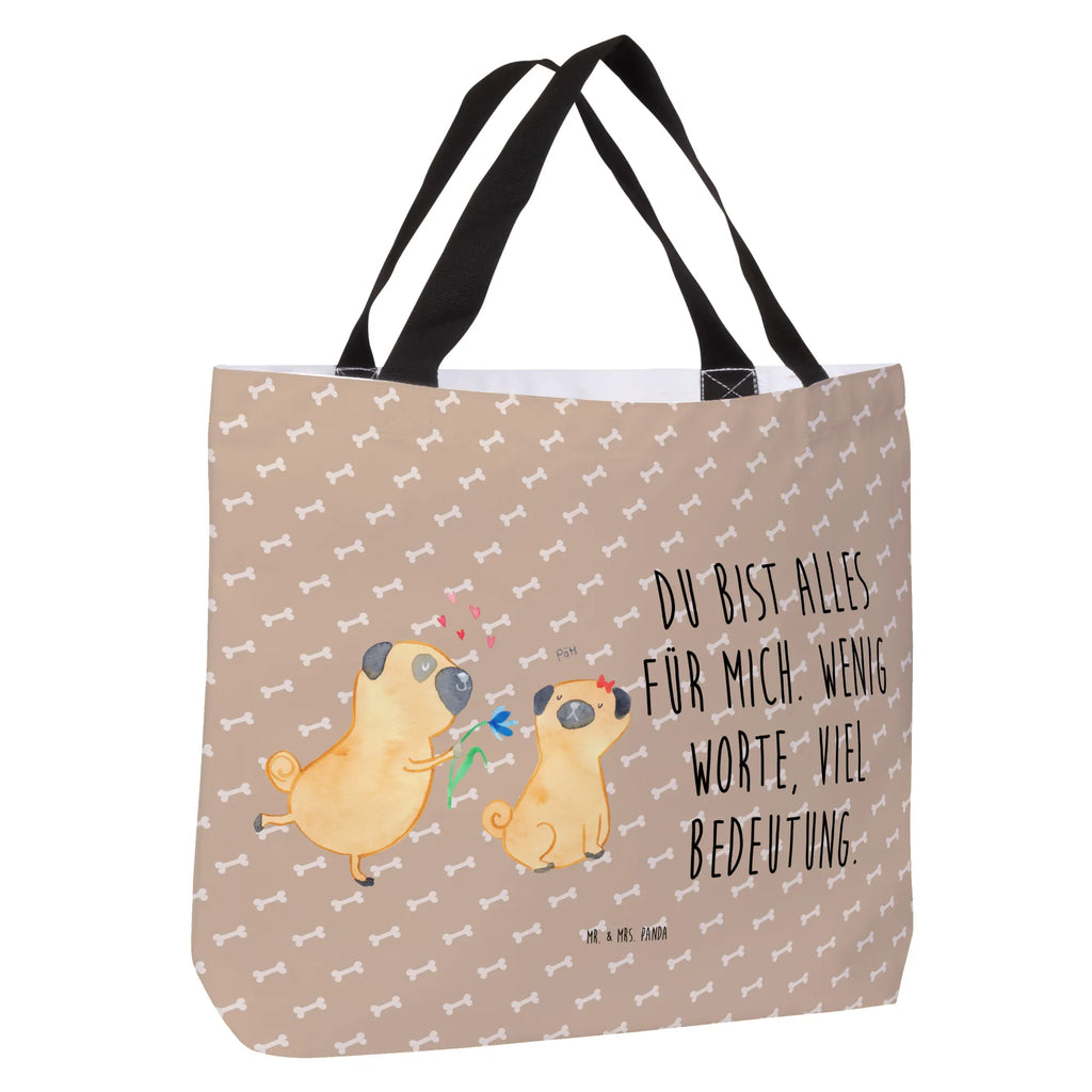 Shopper pug In love Tasche, Alltagstasche, Schulbeutel, Tragebeutel, Freizeittasche, Einkaufsbeutel, Shopper, Einkaufstasche, Schultasche, Beutel, Strandtasche, Hund, Hundemotiv, Haustier, Hunderasse, Tierliebhaber, Hundebesitzer, Sprüche, Partner, Geschenk Freund, Liebe, Liebesspruch. Verlobt, Möpse, verliebt, Mops, Hundeliebe