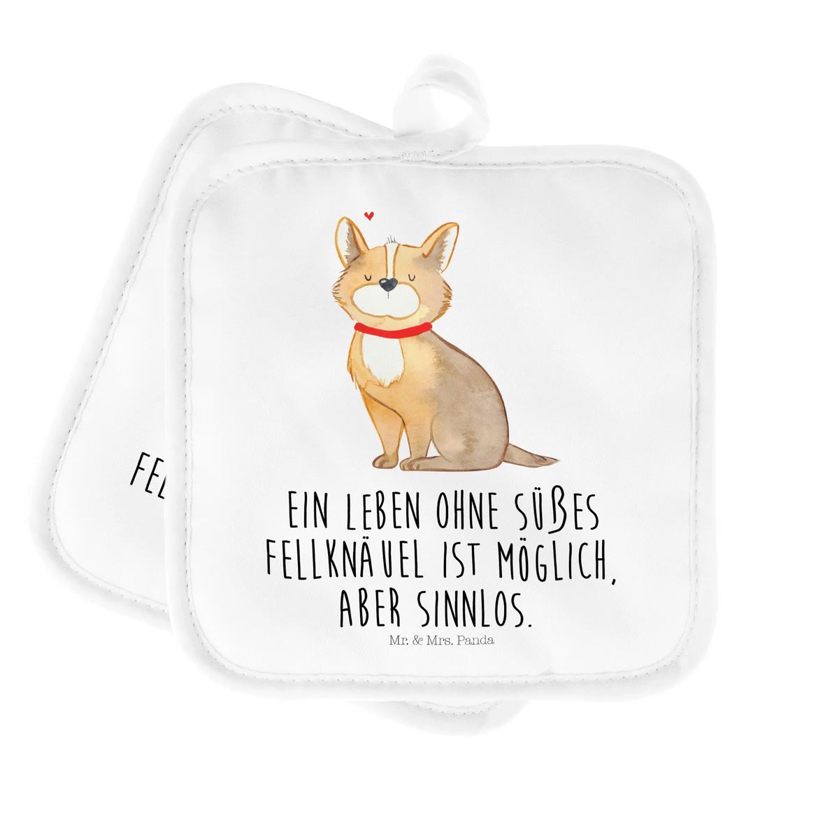 2er Set Topflappen  Hund Glück 2er Set Topflappen, Topflappen Set, Topflappen, Doppel Topflappen, topfhalter, Ofenlappen, Topflappen im Doppelpack, Topflappen 2er Set, Zwei Topflappen, Topfuntersetzer, Kochlappen, Topflappenset, Sprüche, Hunderasse, Hundebesitzer, Hund, Hundemotiv, Haustier, Tierliebhaber, Corgie, Liebe, Hundeliebe, Hundemama, Spruch