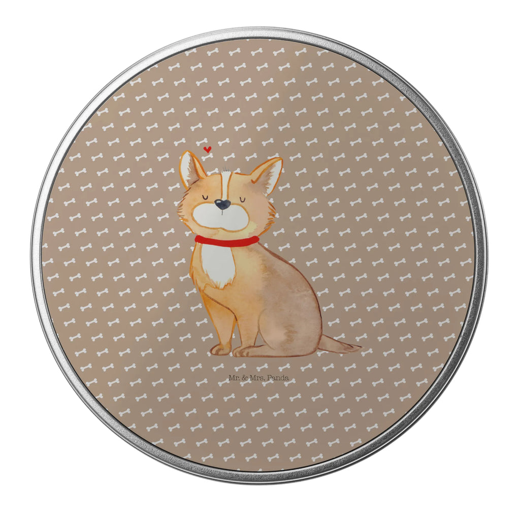 okrągła puszka z blachy Pies szczęście Pies, motyw psa, zwierzę domowe, rasa psa, miłośnik zwierząt, właściciel psa, powiedzenia