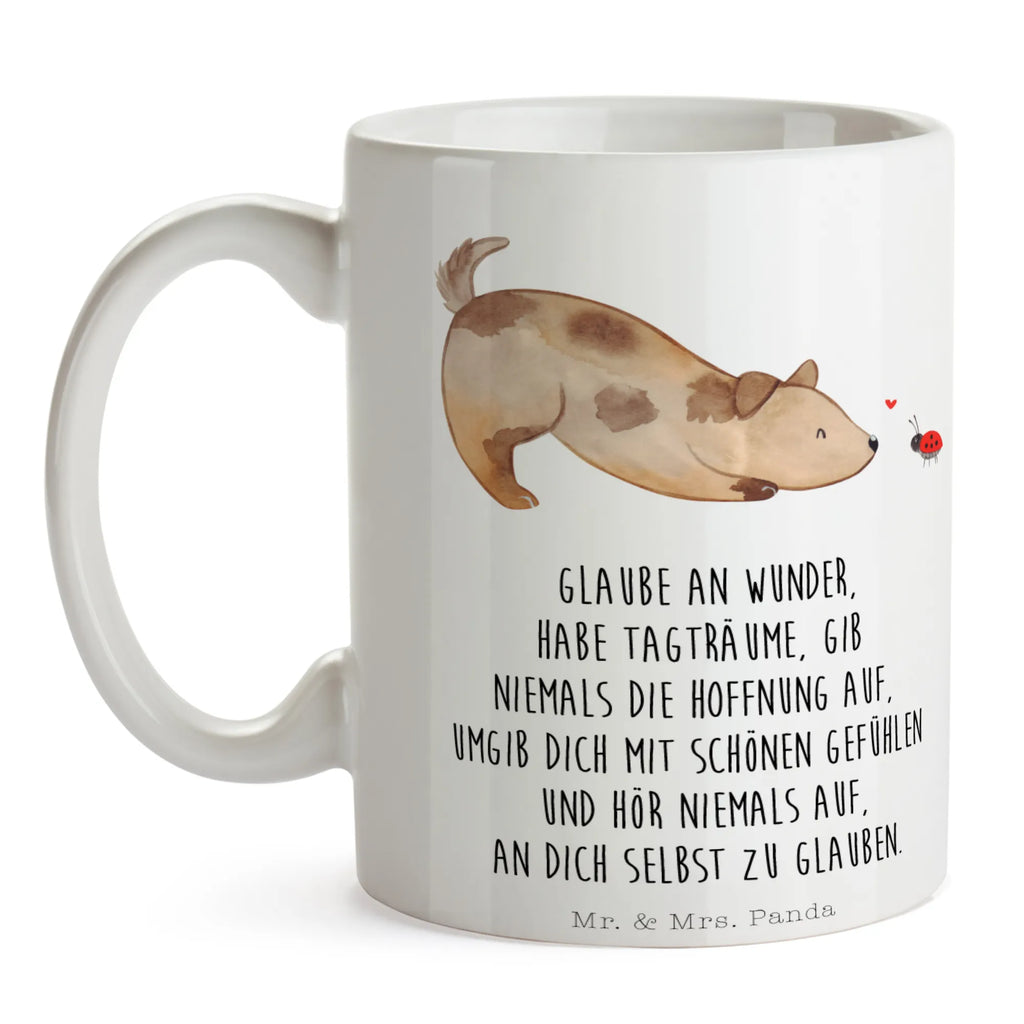 Tasse Hund Marienkäfer Kaffeetasse, Keramiktasse, Tasse, Teetasse, Tasse mit Zitaten, Tasse mit Motiven, Porzellantasse, Bürotasse, Geschenktasse, Hund, Hundemotiv, Haustier, Hunderasse, Tierliebhaber, Hundebesitzer, Sprüche, Hunde, Mischlinghund, Hundespruch, Marienkäfer, Mischling