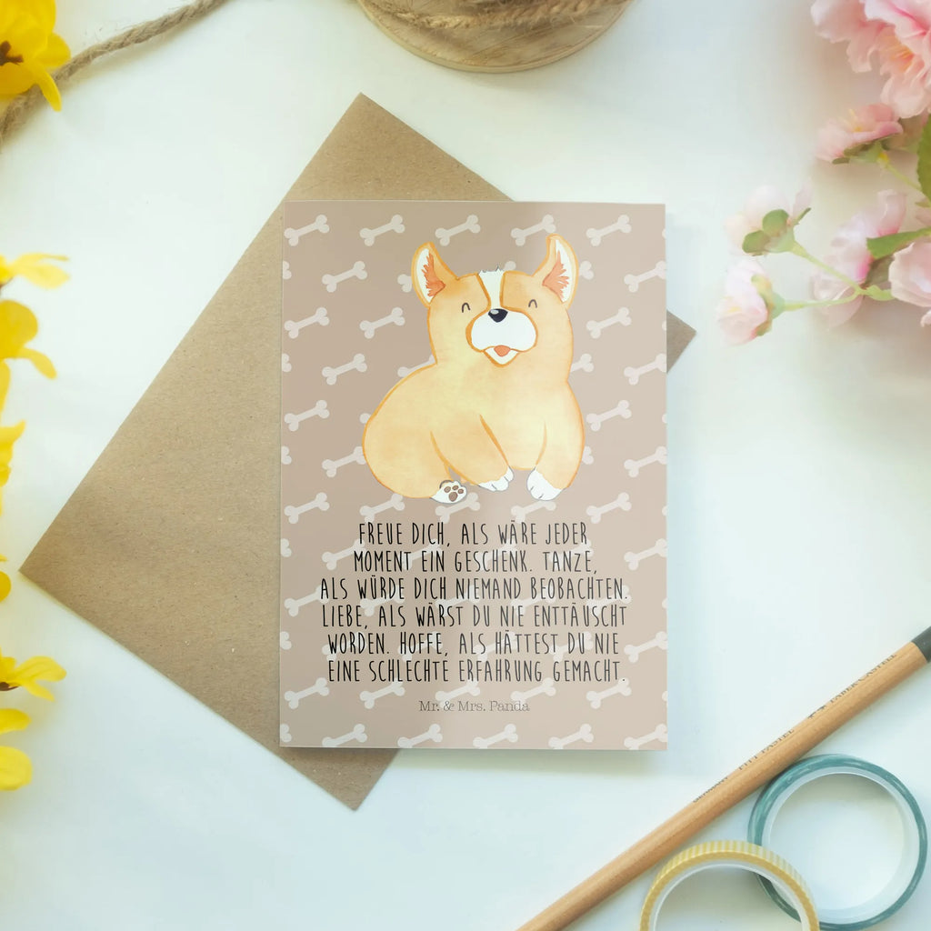 Grußkarte Corgie Grußkarte, Karte, Hochzeitskarte, Glückwunschkarte, Ansichtskarten, Geburtstagskarte, Klappkarte, Einladungskarte, Hund, Hundemotiv, Haustier, Hunderasse, Tierliebhaber, Hundebesitzer, Sprüche, Hundespruch, Corgie, britisch, Spruch, Motivation, Lebensfreude, Welsh Corgie Pembroke