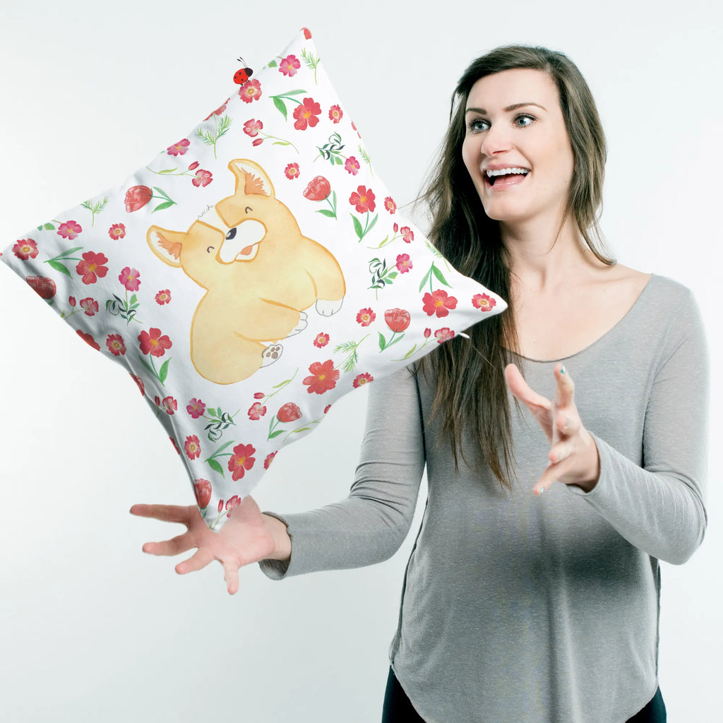 Cushion Corgie pattern settee, 40 x 40, soft, Pillow, bedroom, pad, couch, cushion, fluffy, bed, sofa, pillow case, 40x40, pillows, dog, mutt, hound, woof, dog mama, dog breed, love dogs, love for dogs, dog decorative items, bag with dog print, funny gifts for dog owners, what do you give a dog lover, Christmas gifts for dogs, gifts for dogs, dog sayings, joy of life, sayings, dog's sayings, saying, motivation, Welsh Corgie Pembroke, Corgie, british