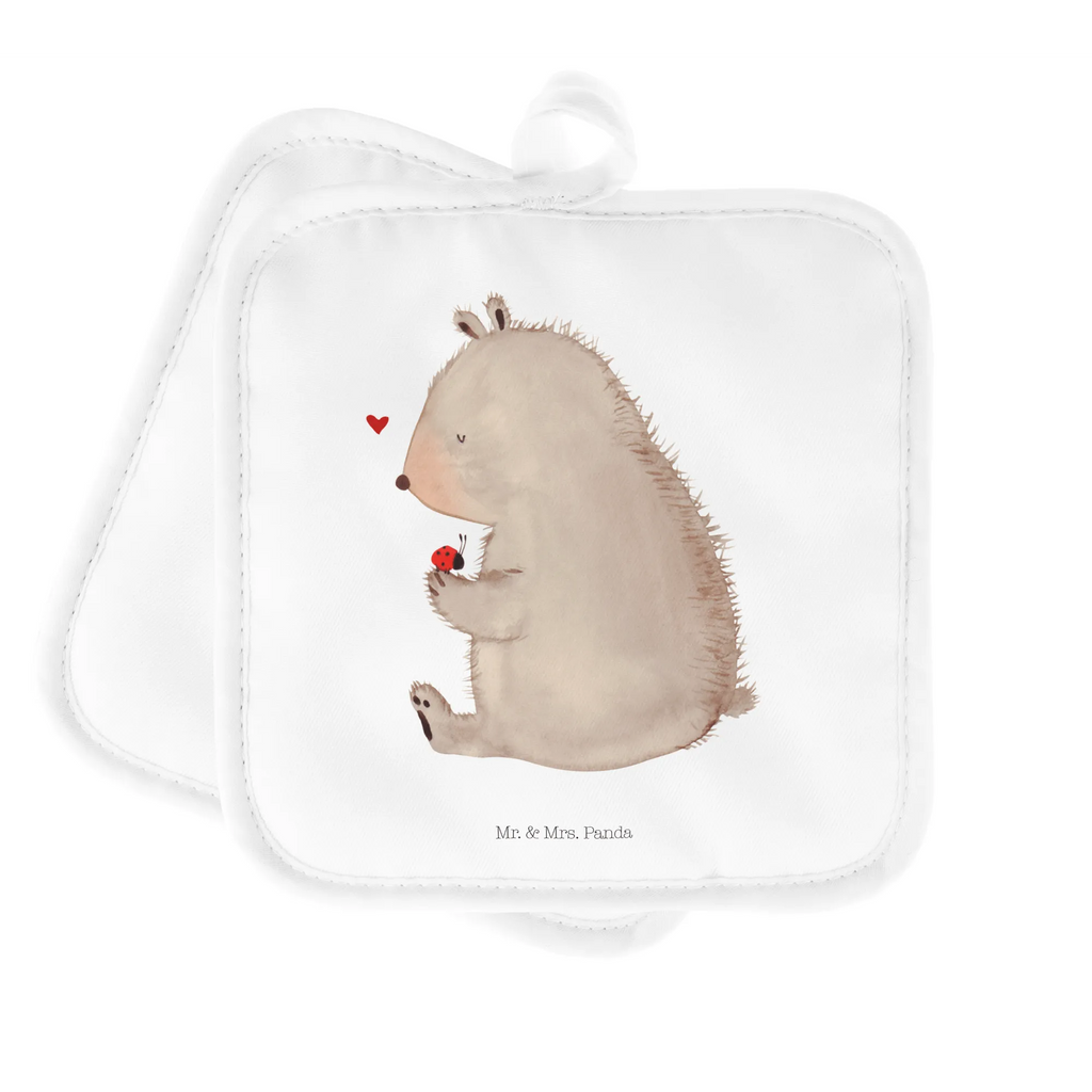 2er Set Topflappen  Bär mit Marienkäfer Topflappenset, Ofenhandschuh, Schöne Topflappen, Topflappen, Topfuntersetzer, Topfhandschuh, Topflappen lustig, Ofenhandschuhe, Topflappen 2er Set, Topflappen mit Spruch, Topflappen Set, Topfhandschuhe, Bär, Teddy, Teddybär, Das Leben ist schön, Motivation, Liebe, Marienkäfer, Freiheit