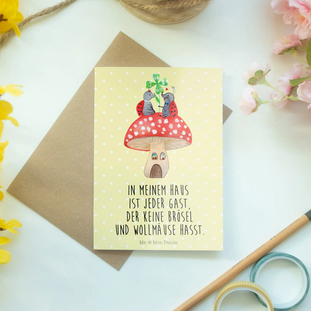 Grußkarte Marienkäfer Fliegenpilz babykarte, abiturkarte, firmungskarte, Glückwunschkarte, osterkarten, valentinstagskarte, hochzeitskarten, spruchkarte, genesungskarte, glückwunschkarten, kommunionskarte, dankeskarten, weihnachtskarten, osterkarte, neujahrskarte, Grußkarte, Grußkarten, einladungskarten, Beileidskarte, jubiläumskarte, Klappkarte, vatertagskarte, Motivkarte, Lustige Sprüche, Tiere, Tiermotive, Gute Laune, Haus, Zuhause, Marienkäfer, Wohnung, Fleigenpilzhaus, Fliegenpilz
