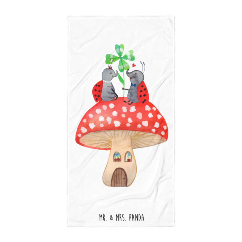 XL bath towel ladybug toadstool luxury bath sheet, large beach towel, XL bath towel, oversized towel, extra large swim towel, spa towel, small animals, cute, funny, cute animal motives, hand drawn, small world, funny sayings, good mood, happy, gifts, gift ideas, special gifts, animal lover, card, flat, toadstool, ladybird, house, at home, house of fleshy fungi