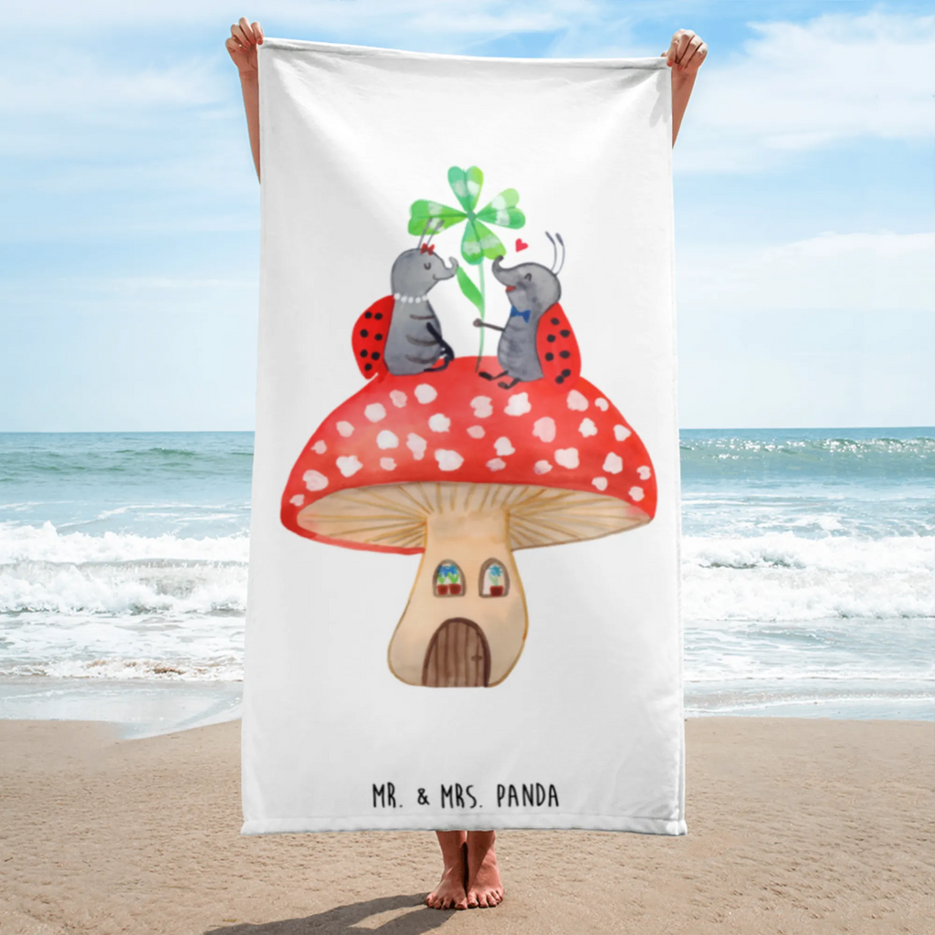 XL bath towel ladybug toadstool luxury bath sheet, large beach towel, XL bath towel, oversized towel, extra large swim towel, spa towel, small animals, cute, funny, cute animal motives, hand drawn, small world, funny sayings, good mood, happy, gifts, gift ideas, special gifts, animal lover, card, flat, toadstool, ladybird, house, at home, house of fleshy fungi