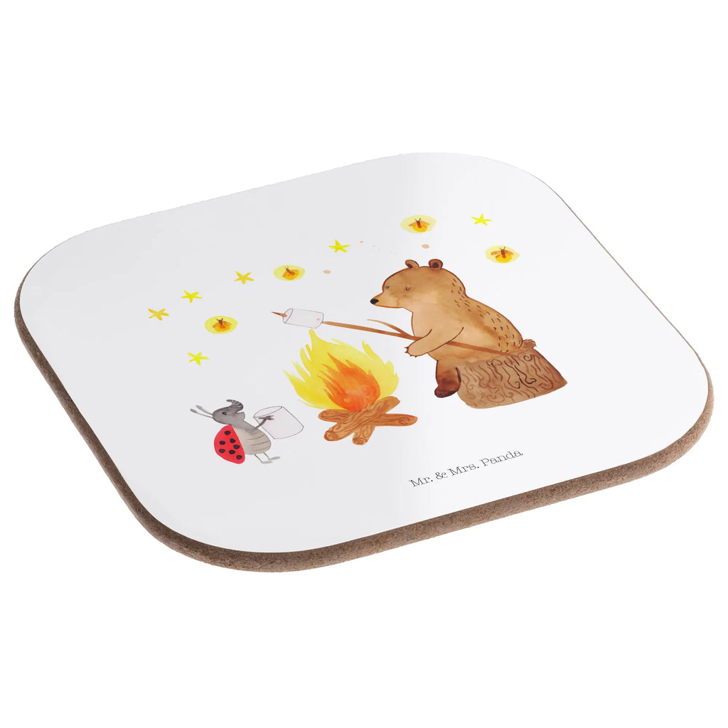 Square coaster Bear & Ladybird campfire presents, gifts, Coasters, party, glass coasters, gift, breakfast, bear, teddy, teddy bear, cuddly toy, Campfire