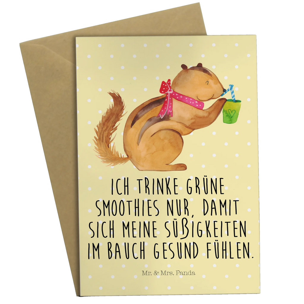 Grußkarte Eichhörnchen Smoothie Ansichtskarten, Klappkarte, Grußkarte, Glückwunschkarte, Karte, Einladungskarte, Geburtstagskarte, Hochzeitskarte, Tiermotive, Gute Laune, lustige Sprüche, Tiere, Green Smoothies, Abnehmen, Diät, Eichhörnchen, Streifenhörnchen