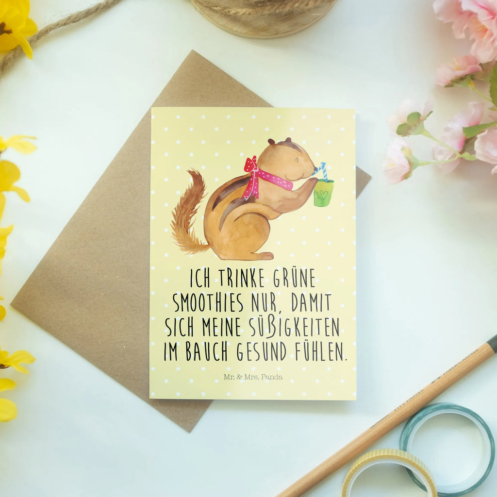 Grußkarte Eichhörnchen Smoothie Ansichtskarten, Klappkarte, Grußkarte, Glückwunschkarte, Karte, Einladungskarte, Geburtstagskarte, Hochzeitskarte, Tiermotive, Gute Laune, lustige Sprüche, Tiere, Green Smoothies, Abnehmen, Diät, Eichhörnchen, Streifenhörnchen