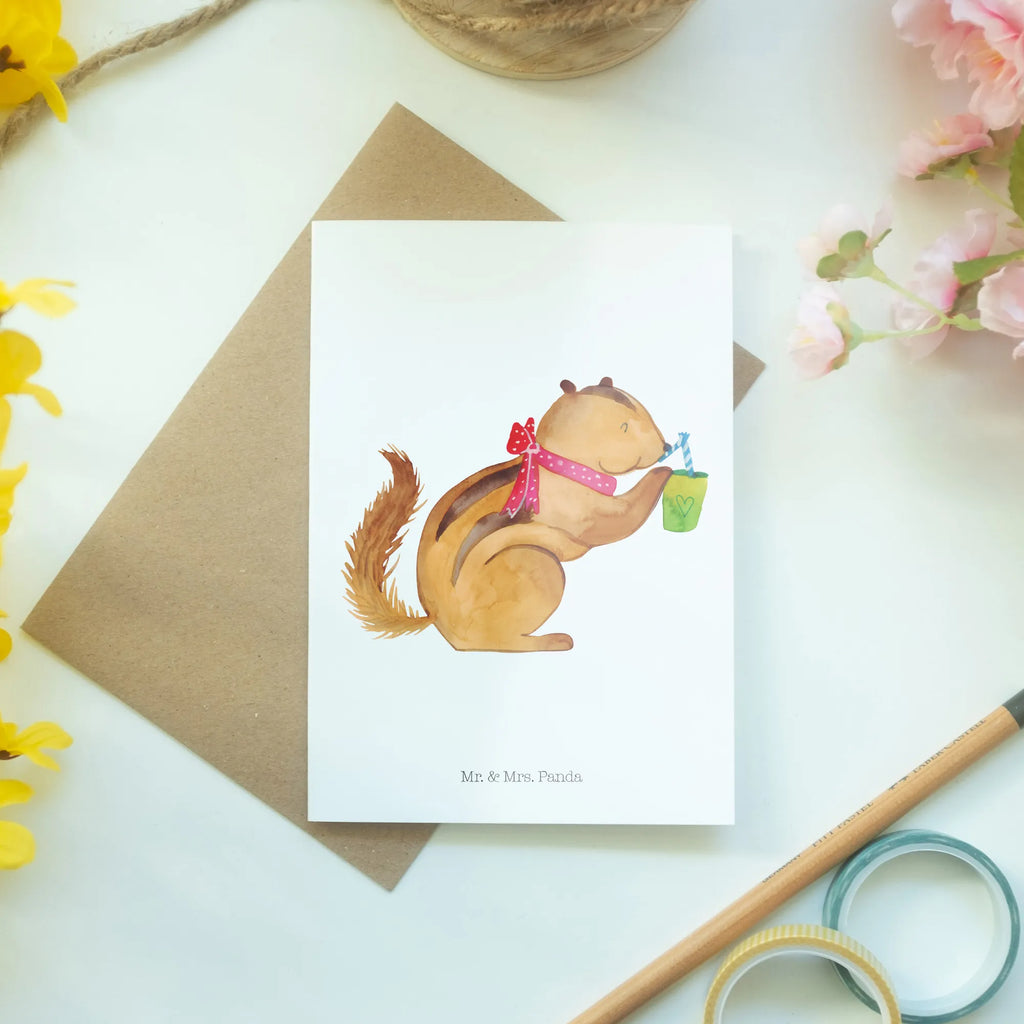 Grußkarte Eichhörnchen Smoothie Ansichtskarten, Klappkarte, Grußkarte, Glückwunschkarte, Karte, Einladungskarte, Geburtstagskarte, Hochzeitskarte, Tiermotive, Gute Laune, lustige Sprüche, Tiere, Green Smoothies, Abnehmen, Diät, Eichhörnchen, Streifenhörnchen