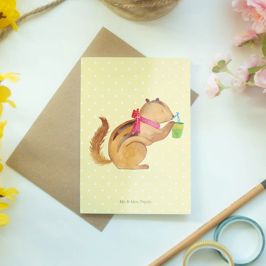 Grußkarte Eichhörnchen Smoothie Ansichtskarten, Klappkarte, Grußkarte, Glückwunschkarte, Karte, Einladungskarte, Geburtstagskarte, Hochzeitskarte, Tiermotive, Gute Laune, lustige Sprüche, Tiere, Green Smoothies, Abnehmen, Diät, Eichhörnchen, Streifenhörnchen