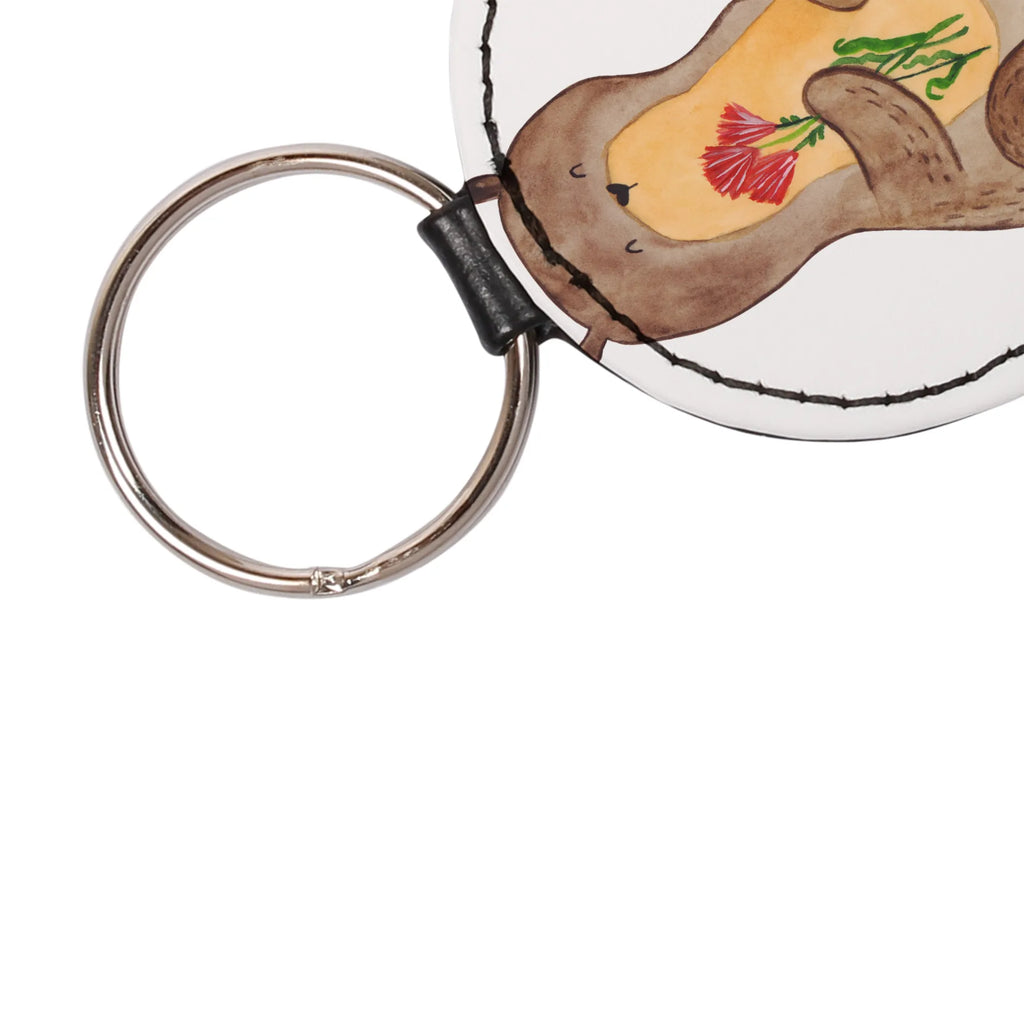 Round key ring otter Bunch of flowers lucky charm, pendant, bag pendant, keychain, key ring, otter, marten, sea otter, European otter, water mammal, aquatic animal, baby otter, predator, water, otter gifts, animal lover, gift ideas for animal lovers, animal, mammal, water animal, gifts for people in love, Otter Sea Otter Lake Otter