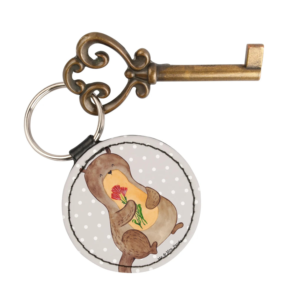 Round key ring otter Bunch of flowers lucky charm, pendant, bag pendant, keychain, key ring, otter, marten, sea otter, European otter, water mammal, aquatic animal, baby otter, predator, water, otter gifts, animal lover, gift ideas for animal lovers, animal, mammal, water animal, gifts for people in love, Otter Sea Otter Lake Otter