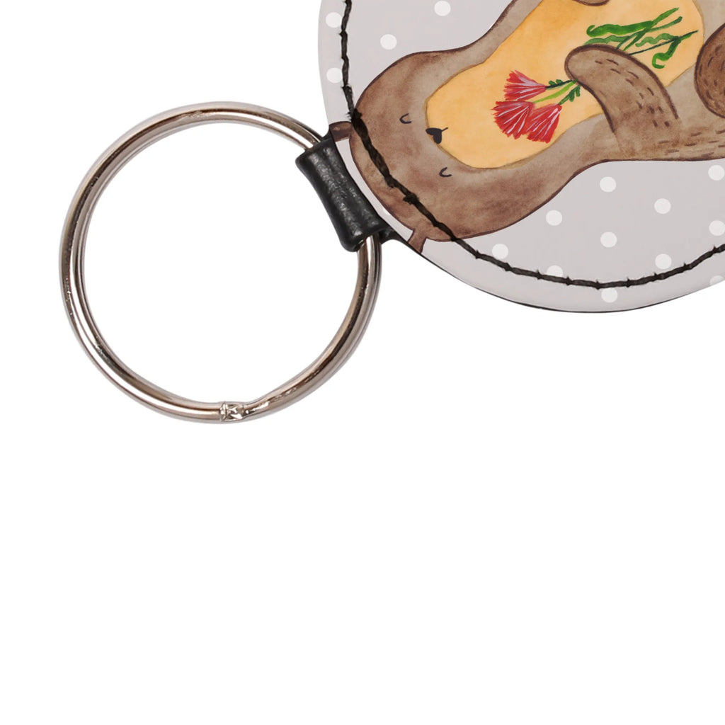 Round key ring otter Bunch of flowers lucky charm, pendant, bag pendant, keychain, key ring, otter, marten, sea otter, European otter, water mammal, aquatic animal, baby otter, predator, water, otter gifts, animal lover, gift ideas for animal lovers, animal, mammal, water animal, gifts for people in love, Otter Sea Otter Lake Otter