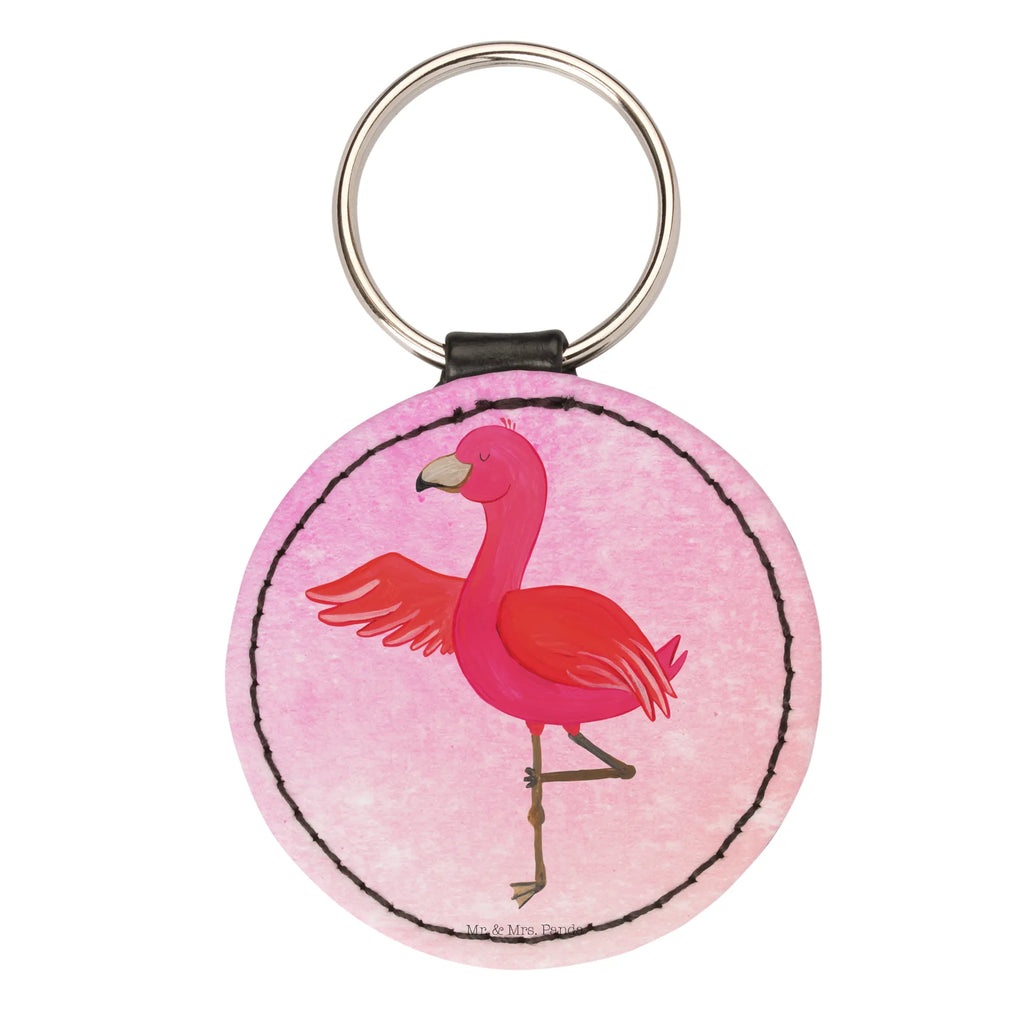 Rund Schlüsselanhänger Flamingo Yoga schlüsselbund anhänger, Taschenanhänger, Schlüsselanhänger, Schlüsselaccessoire, mini schlüsselanhänger, Flamingo, Vogel, Tiefenentspannung, Yoga-Übung, Achtsamkeit, Entspannung, Namaste, Aufregen, Yoga, Ärger