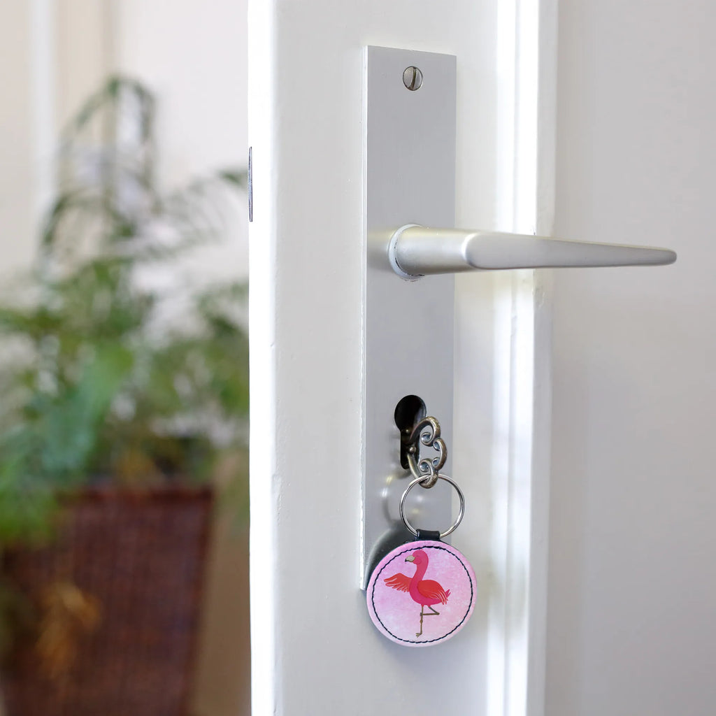 Rund Schlüsselanhänger Flamingo Yoga schlüsselbund anhänger, Taschenanhänger, Schlüsselanhänger, Schlüsselaccessoire, mini schlüsselanhänger, Flamingo, Vogel, Tiefenentspannung, Yoga-Übung, Achtsamkeit, Entspannung, Namaste, Aufregen, Yoga, Ärger