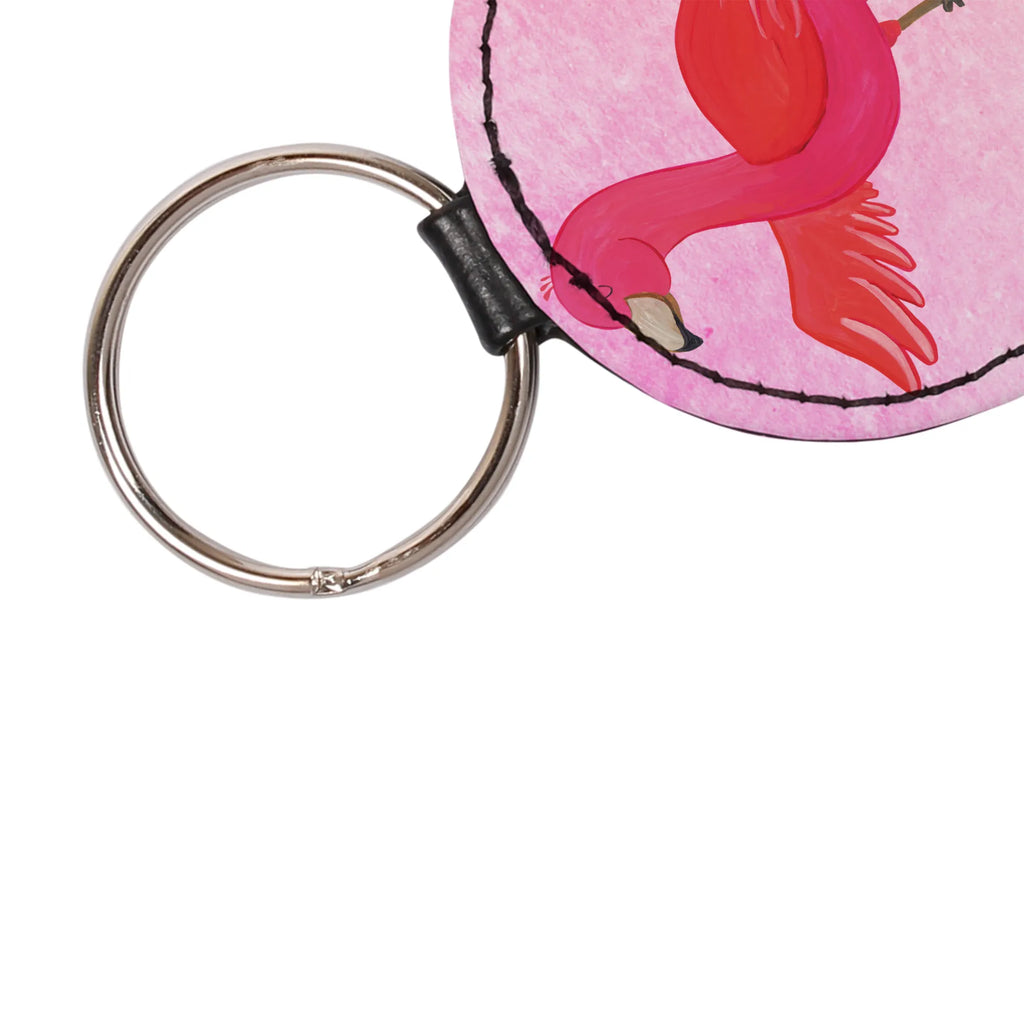 Rund Schlüsselanhänger Flamingo Yoga schlüsselbund anhänger, Taschenanhänger, Schlüsselanhänger, Schlüsselaccessoire, mini schlüsselanhänger, Flamingo, Vogel, Tiefenentspannung, Yoga-Übung, Achtsamkeit, Entspannung, Namaste, Aufregen, Yoga, Ärger