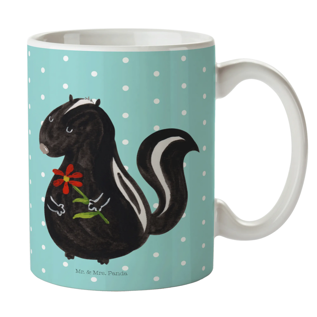 Mug skunk flower Geschenktasse, Tasse mit Motiven, Kaffeetasse, Bürotasse, Keramiktasse, Porzellantasse, Teetasse, Tasse, Tasse mit Zitaten, Stinktier, Skunk, Raubtier, Dreams, Träume, Tagträumer, Stinker, Stinki, Wildtier, verträumt