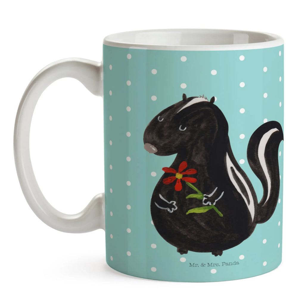 Mug skunk flower Geschenktasse, Tasse mit Motiven, Kaffeetasse, Bürotasse, Keramiktasse, Porzellantasse, Teetasse, Tasse, Tasse mit Zitaten, Stinktier, Skunk, Raubtier, Dreams, Träume, Tagträumer, Stinker, Stinki, Wildtier, verträumt