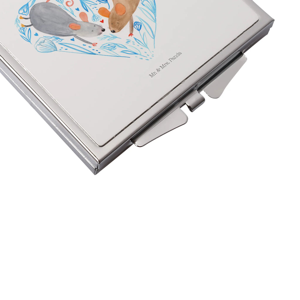 Handbag mirror Mice heart square, handbag, mirror, make up, silver, make-up mirror, Love, Loving, Two, Together, Marriage, Engagement, Proposal of marriage, Love gift, gift for her, gift for him, anniversary gift, anniversary, mice, togetherness, love, love gift, proof of love, wedding, love message, engagement, mouse, gift for two, favourite person