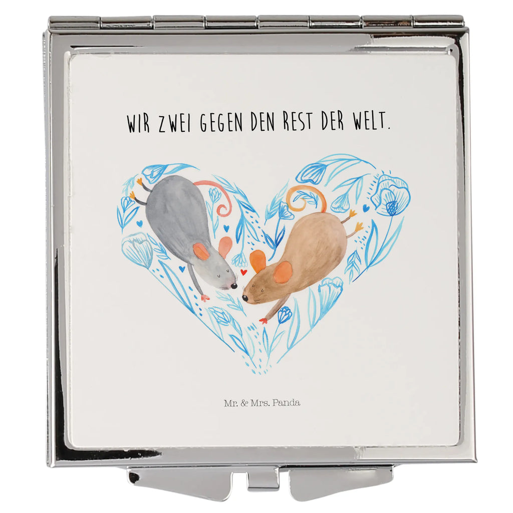 Handbag mirror Mice heart square, handbag, mirror, make up, silver, make-up mirror, Love, Loving, Two, Together, Marriage, Engagement, Proposal of marriage, Love gift, gift for her, gift for him, anniversary gift, anniversary, mice, togetherness, love, love gift, proof of love, wedding, love message, engagement, mouse, gift for two, favourite person