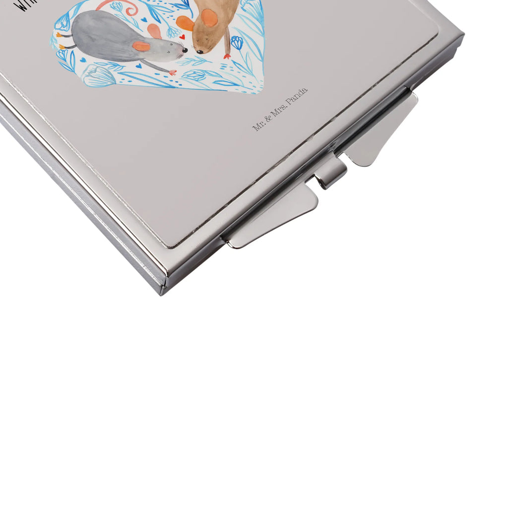 Handbag mirror Mice heart square, handbag, mirror, make up, silver, make-up mirror, Love, Loving, Two, Together, Marriage, Engagement, Proposal of marriage, Love gift, gift for her, gift for him, anniversary gift, anniversary, mice, togetherness, love, love gift, proof of love, wedding, love message, engagement, mouse, gift for two, favourite person