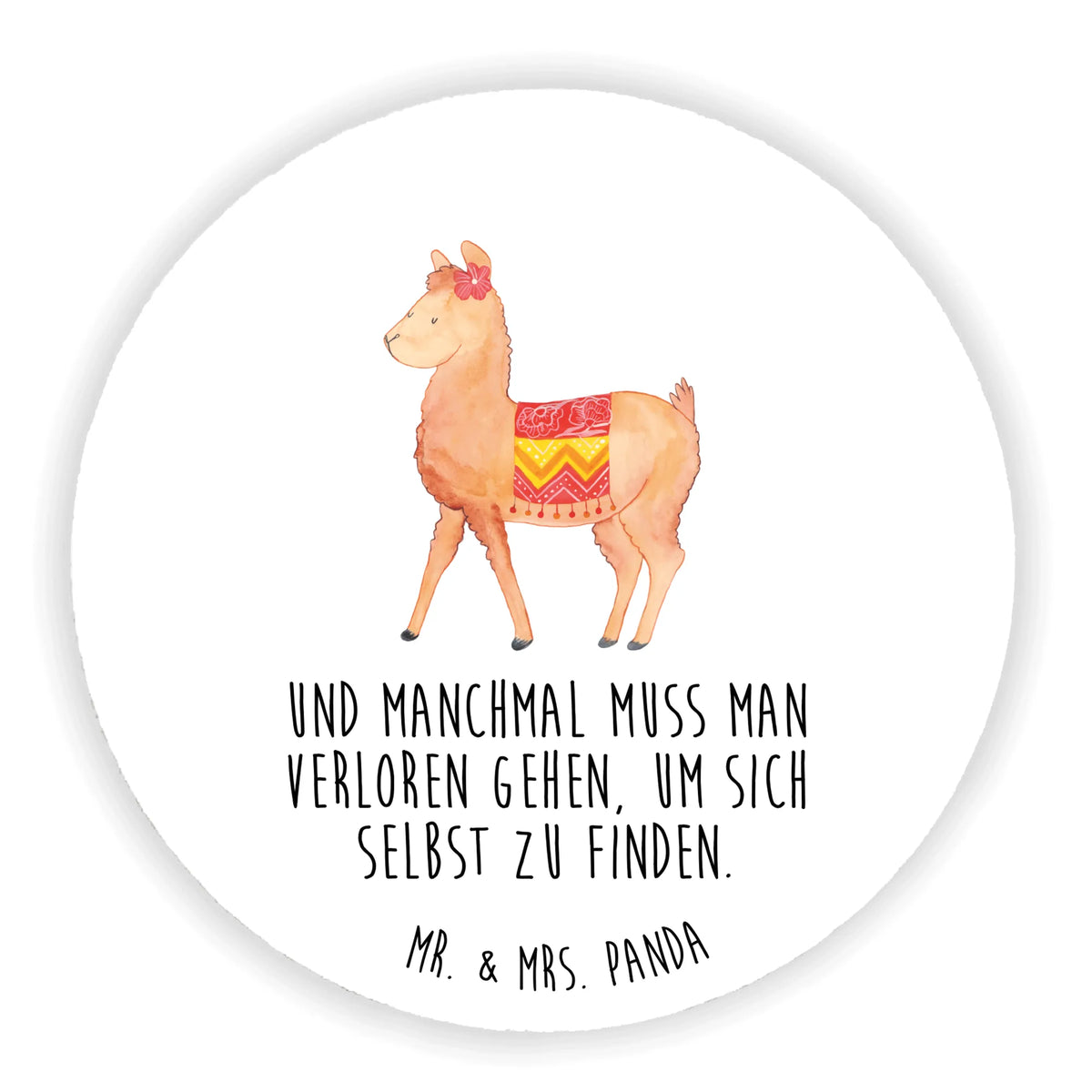 Round magnet alpaca Proud alpaca, animal, llama, pako, camel, Peru, favourite animal