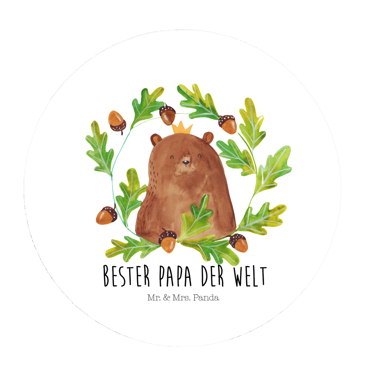 Round magnet bear king refrigerator magnets, magnet, refrigerator magnet, office magnet, calendar magnet, magnetic board, bear, teddy, teddy bear, cuddly toy, Bear, Daddy Bear, Daddy, Father, Dad, best daddy, world best daddy, Father's Day