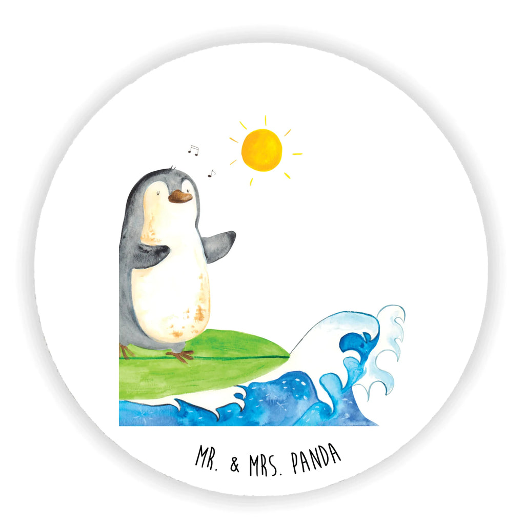 Round magnet Penguin surfer refrigerator magnet, office magnet, magnetic board, calendar magnet, refrigerator magnets, magnet, Penguin, North Pole, Winter, Penguins, surfing, surfers, Hawaii, holidays, waves, Portugal, wave riding, penguins
