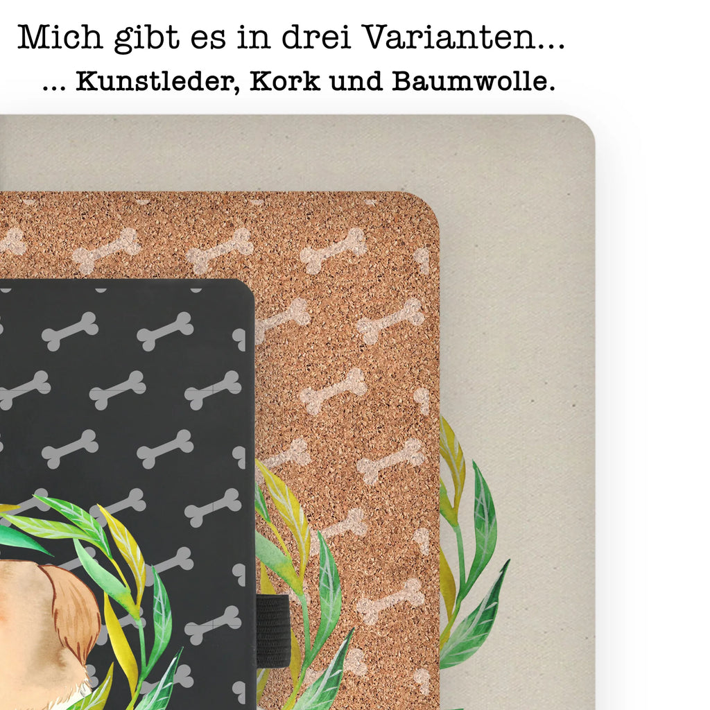 Bawełniany notatnik DIN A4 pies kwiaty Pies, motyw psa, zwierzę domowe, rasa psa, miłośnik zwierząt, właściciel psa, powiedzenia