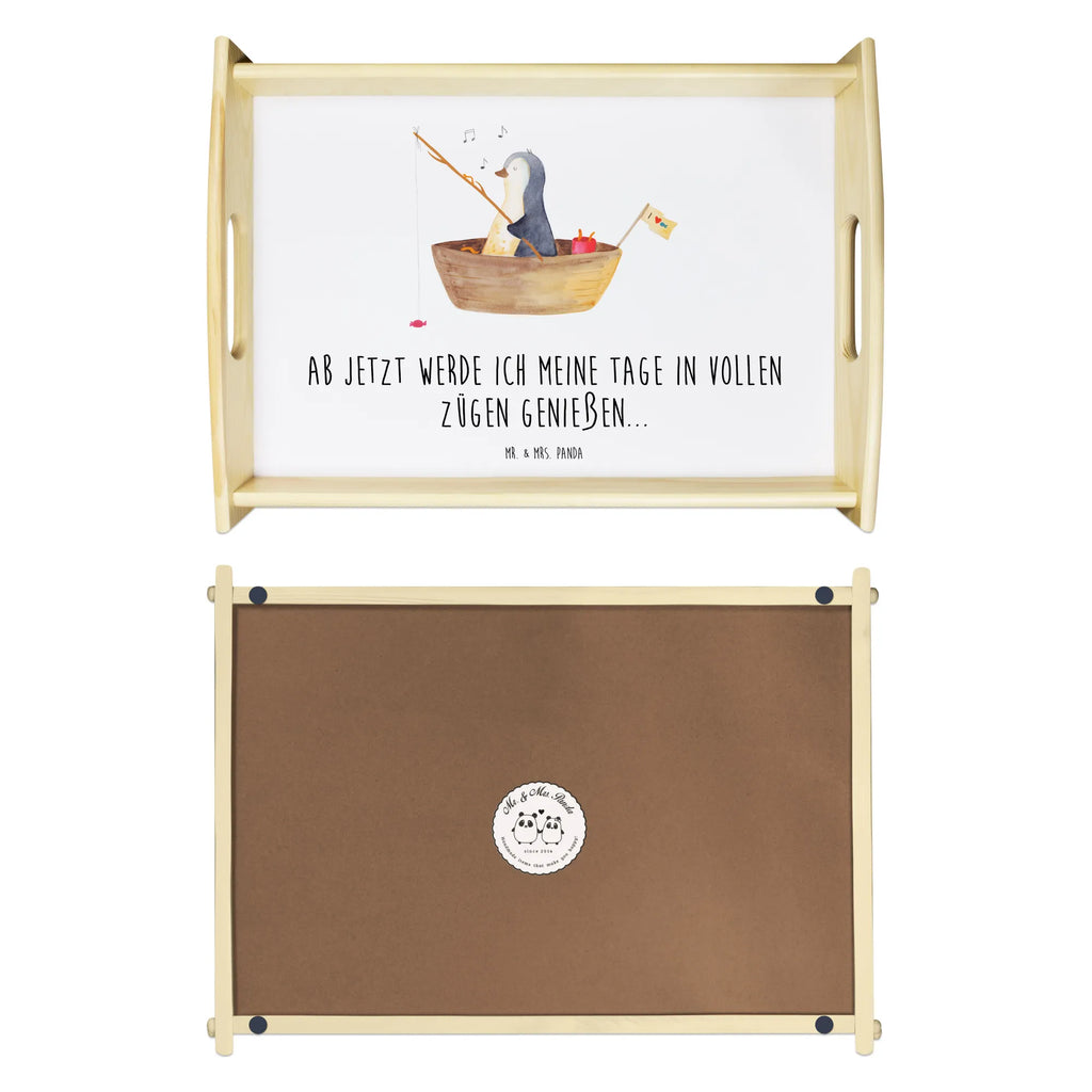 Serviertablett Pinguin Angelboot Dekotablett, Holztablett, Küchentablett, Serviertablett, Frühstückstablett, Tablett, Pinguin, Scheidung, Trennung, Geschenkidee Liebeskummer, Leben, genießen, Neuanfang, Motivation, Neustart, Lebenslust, Pinguine, Angeln, Angelboot, Boot