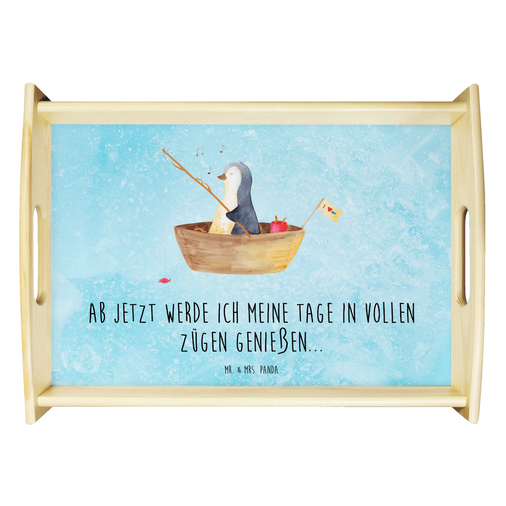 Serviertablett Pinguin Angelboot Dekotablett, Holztablett, Küchentablett, Serviertablett, Frühstückstablett, Tablett, Pinguin, Scheidung, Trennung, Geschenkidee Liebeskummer, Leben, genießen, Neuanfang, Motivation, Neustart, Lebenslust, Pinguine, Angeln, Angelboot, Boot