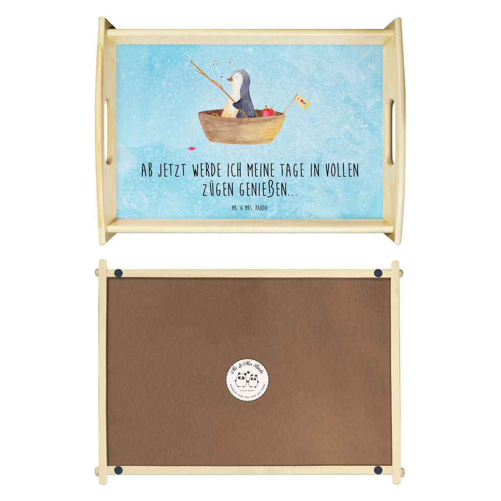 Serviertablett Pinguin Angelboot Dekotablett, Holztablett, Küchentablett, Serviertablett, Frühstückstablett, Tablett, Pinguin, Scheidung, Trennung, Geschenkidee Liebeskummer, Leben, genießen, Neuanfang, Motivation, Neustart, Lebenslust, Pinguine, Angeln, Angelboot, Boot